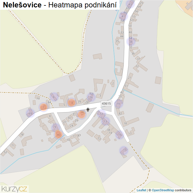 Mapa Nelešovice - Firmy v části obce.