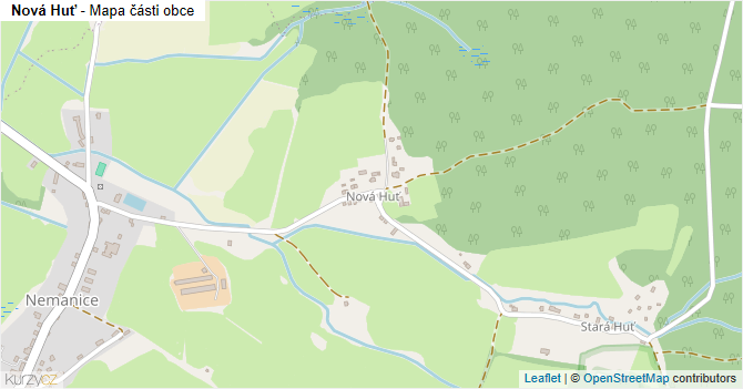 Nová Huť - mapa části obce