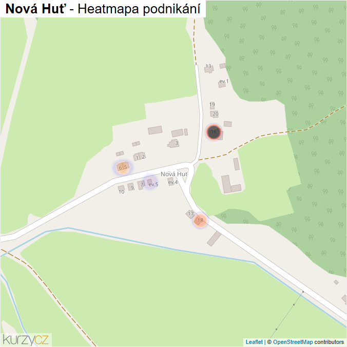 Mapa Nová Huť - Firmy v části obce.
