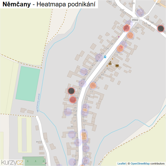 Mapa Němčany - Firmy v části obce.