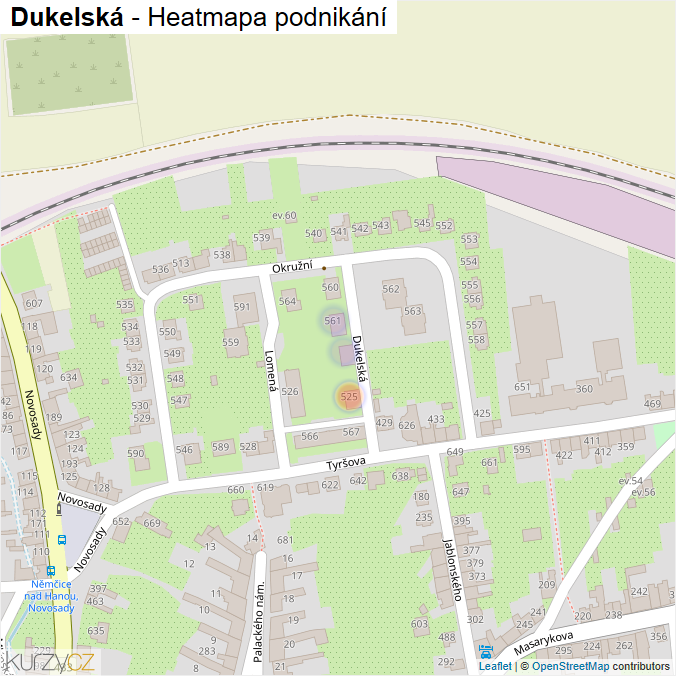 Mapa Dukelská - Firmy v ulici.