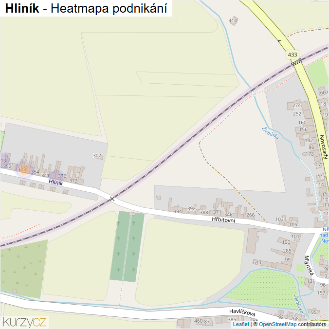 Mapa Hliník - Firmy v ulici.