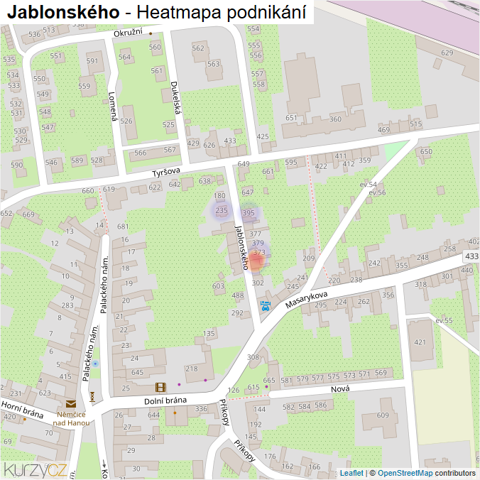 Mapa Jablonského - Firmy v ulici.
