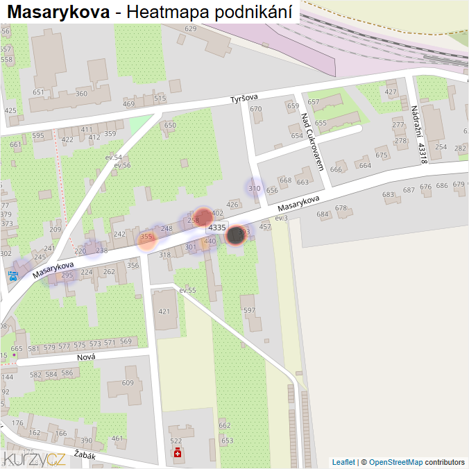 Mapa Masarykova - Firmy v ulici.