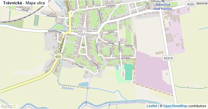Trávnická - mapa ulice