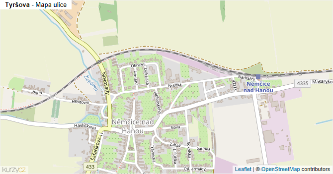 Tyršova - mapa ulice