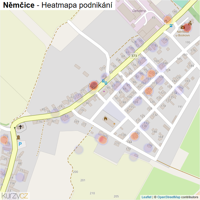 Mapa Němčice - Firmy v části obce.