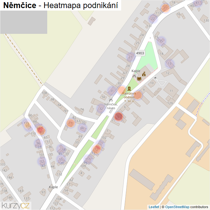 Mapa Němčice - Firmy v části obce.