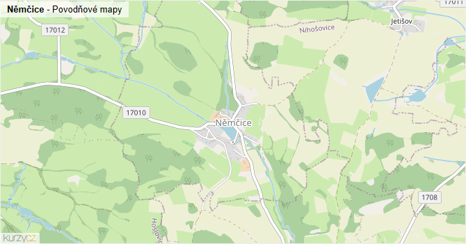 Němčice - záplavové mapy stoleté vody