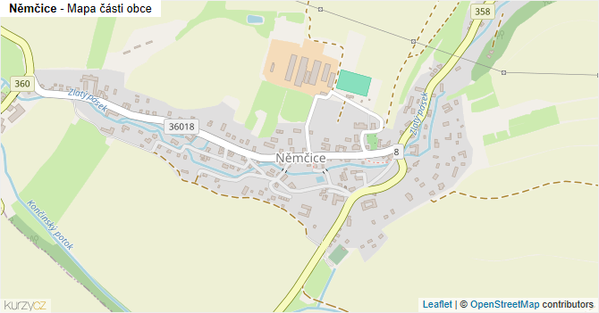 Němčice - mapa části obce