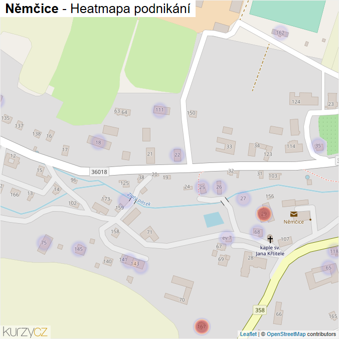 Mapa Němčice - Firmy v části obce.