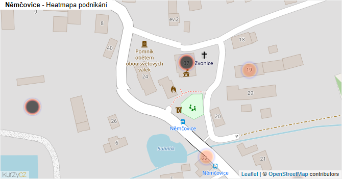 Němčovice - mapa podnikání