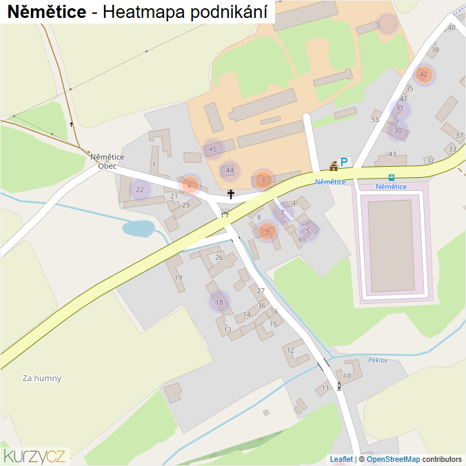 Mapa Němětice - Firmy v části obce.