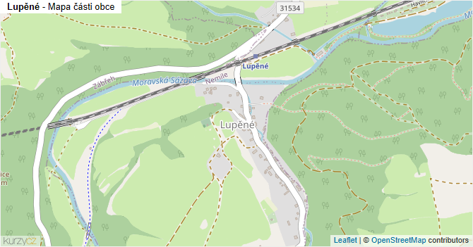 Lupěné - mapa části obce