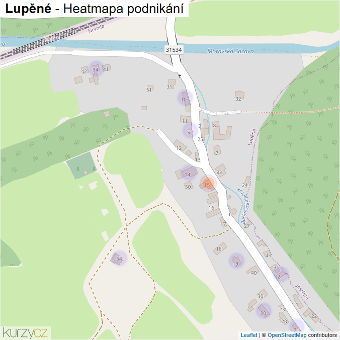 Mapa Lupěné - Firmy v části obce.