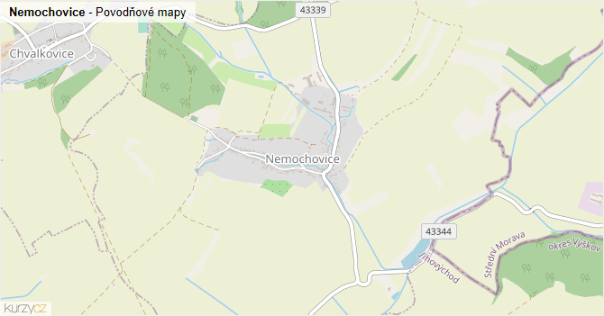 Nemochovice - záplavové mapy stoleté vody