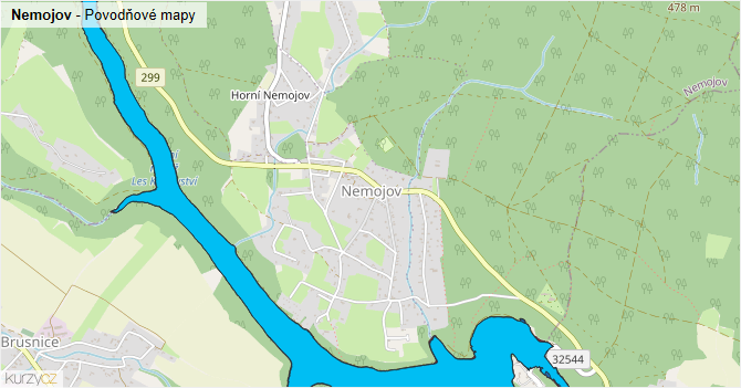 Nemojov - záplavové mapy stoleté vody