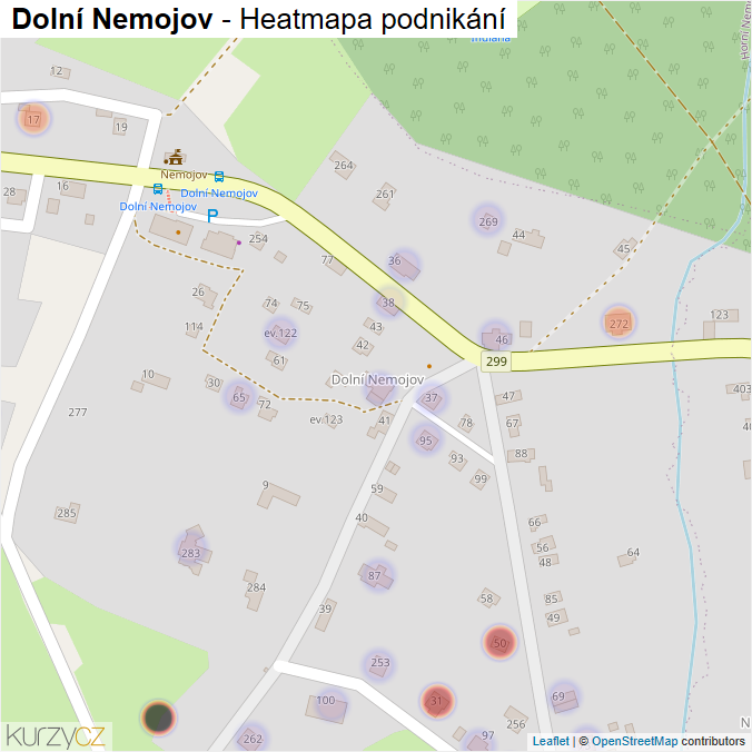 Mapa Dolní Nemojov - Firmy v části obce.
