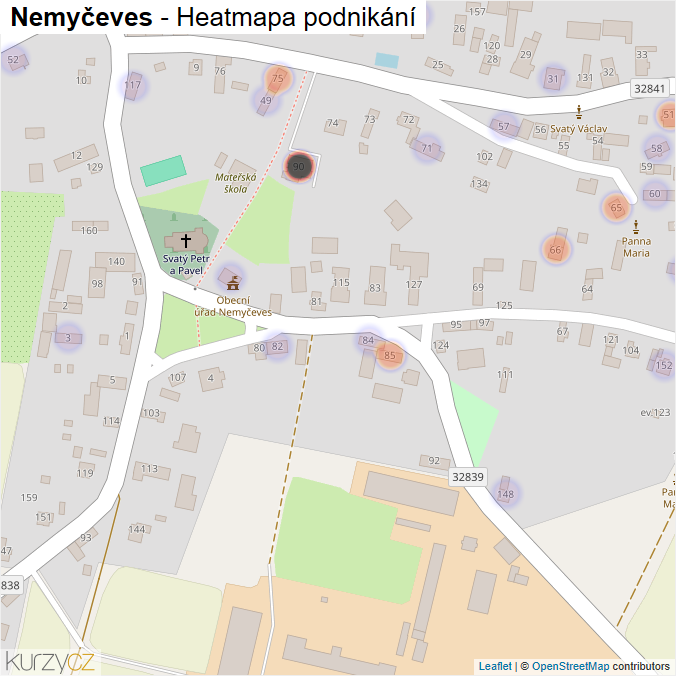 Mapa Nemyčeves - Firmy v části obce.