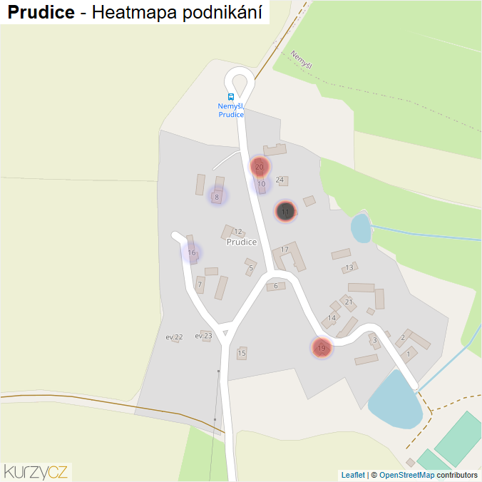 Mapa Prudice - Firmy v části obce.