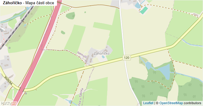 Záhoříčko - mapa části obce
