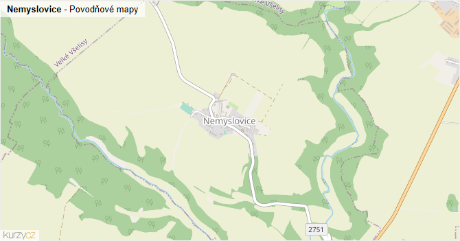 Nemyslovice - záplavové mapy stoleté vody