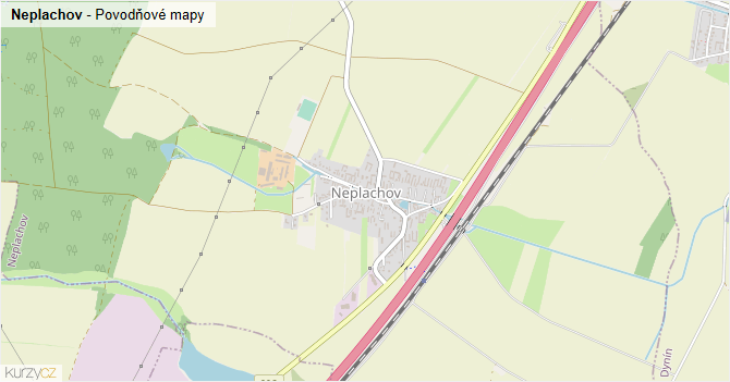 Neplachov - záplavové mapy stoleté vody