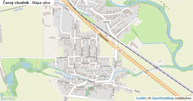 Černý chodník - mapa ulice