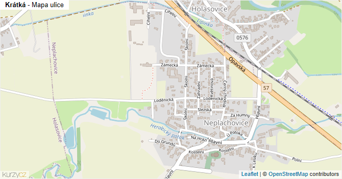 Krátká - mapa ulice