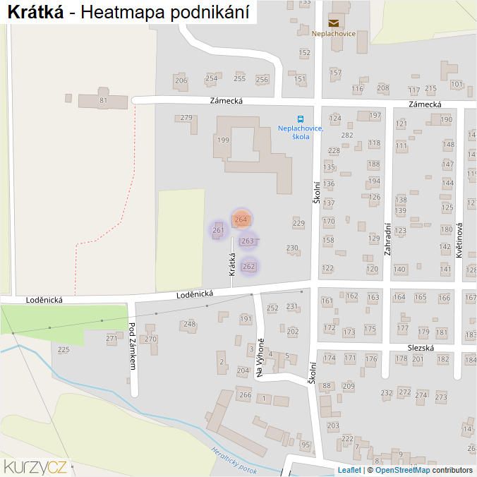 Mapa Krátká - Firmy v ulici.