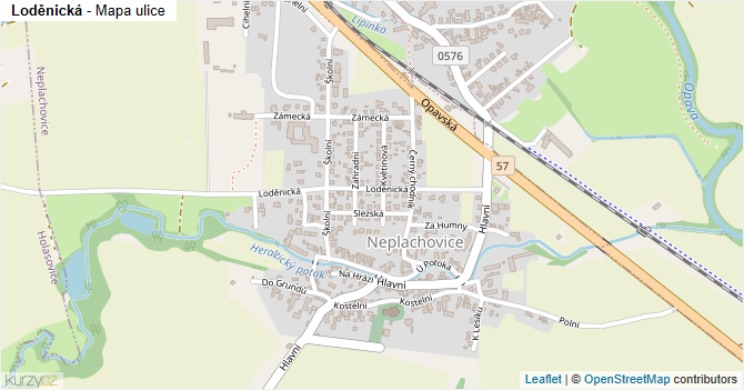 Loděnická - mapa ulice