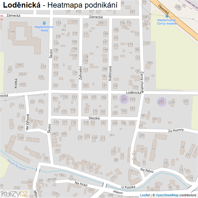 Mapa Loděnická - Firmy v ulici.