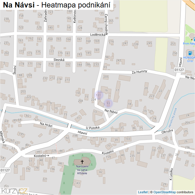 Mapa Na Návsi - Firmy v ulici.