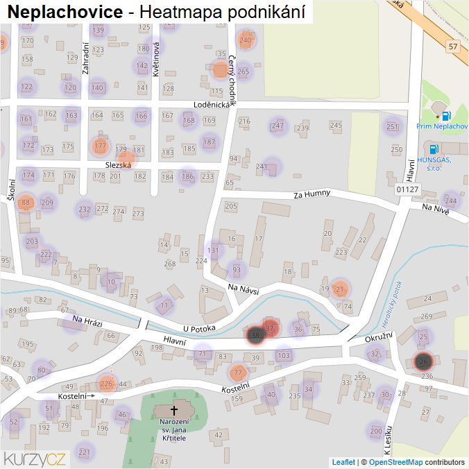 Mapa Neplachovice - Firmy v části obce.