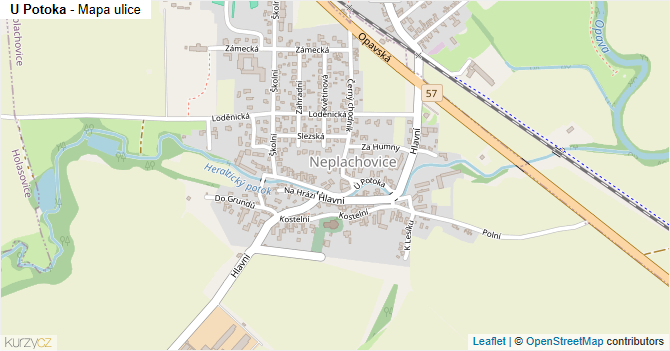 U Potoka - mapa ulice
