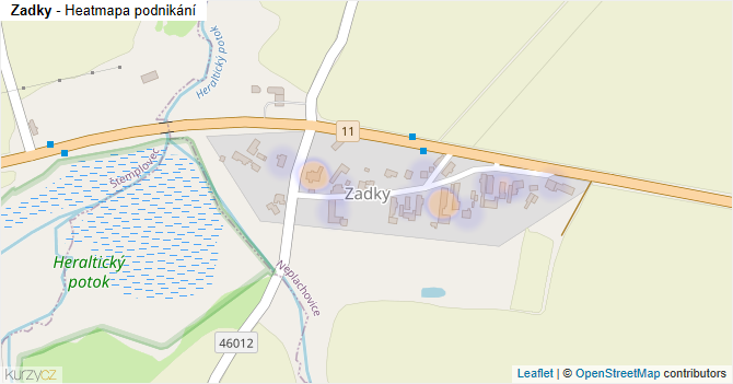Zadky - mapa podnikání