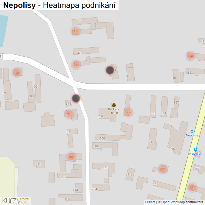 Mapa Nepolisy - Firmy v obci.