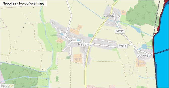 Nepolisy - záplavové mapy stoleté vody