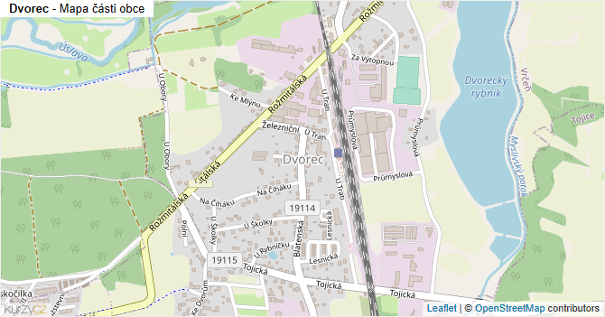 Dvorec - mapa části obce