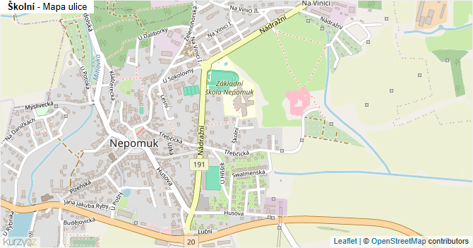 Školní - mapa ulice