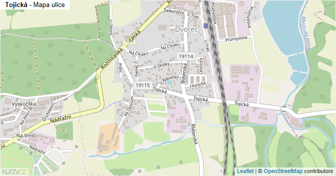 Tojická - mapa ulice