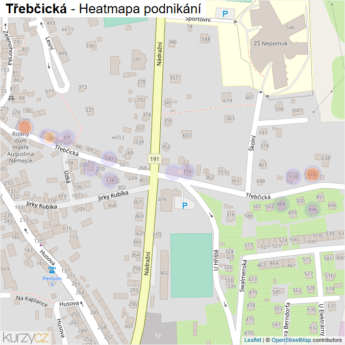 Mapa Třebčická - Firmy v ulici.
