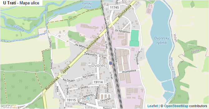 U Trati - mapa ulice