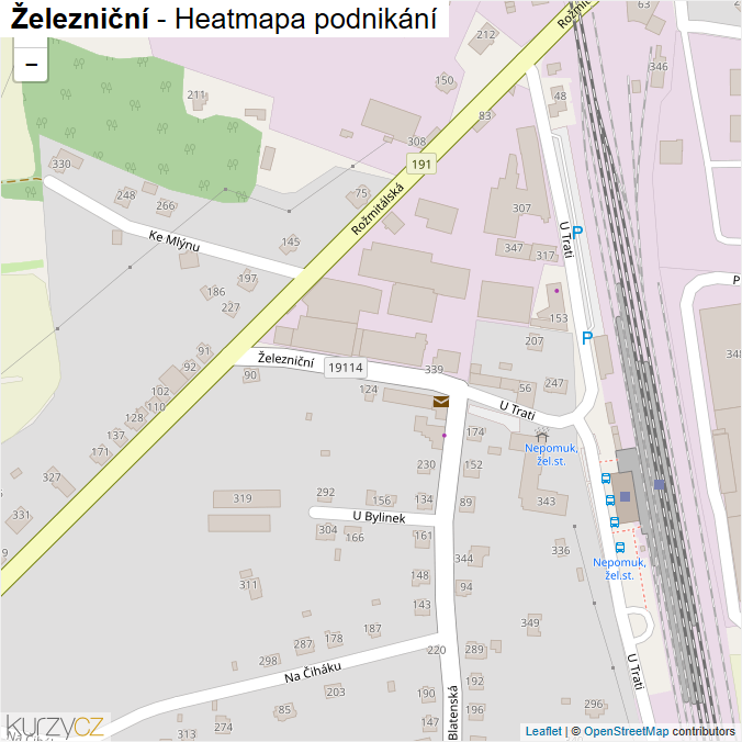 Mapa Železniční - Firmy v ulici.