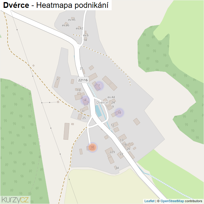 Mapa Dvérce - Firmy v části obce.