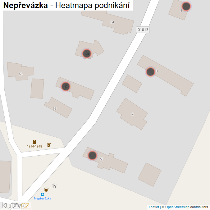 Mapa Nepřevázka - Firmy v obci.