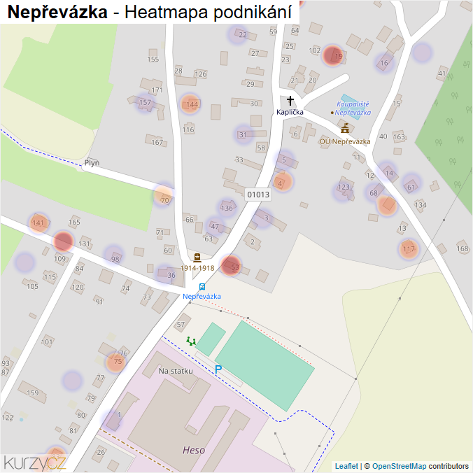 Mapa Nepřevázka - Firmy v části obce.