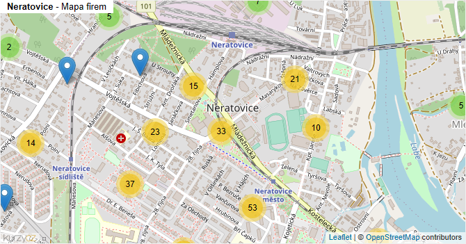 Neratovice - mapa firem
