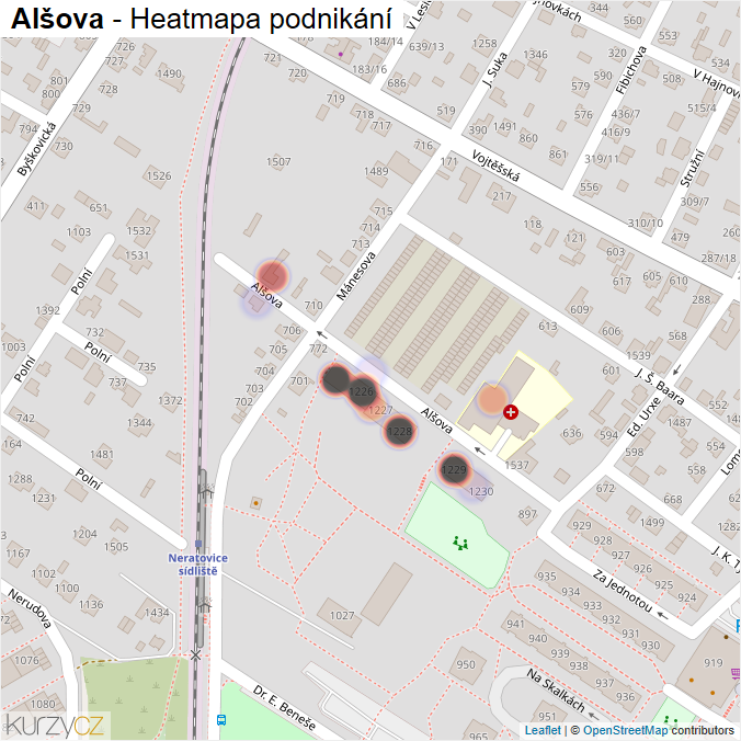 Mapa Alšova - Firmy v ulici.