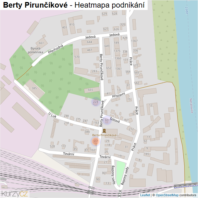 Mapa Berty Pirunčíkové - Firmy v ulici.